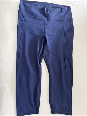 Fabletics Navy Blue High-Waist Leggings with Side Pockets